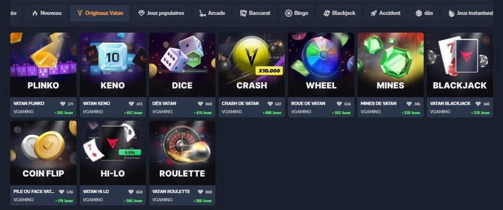 Vatan Game Casino jeux